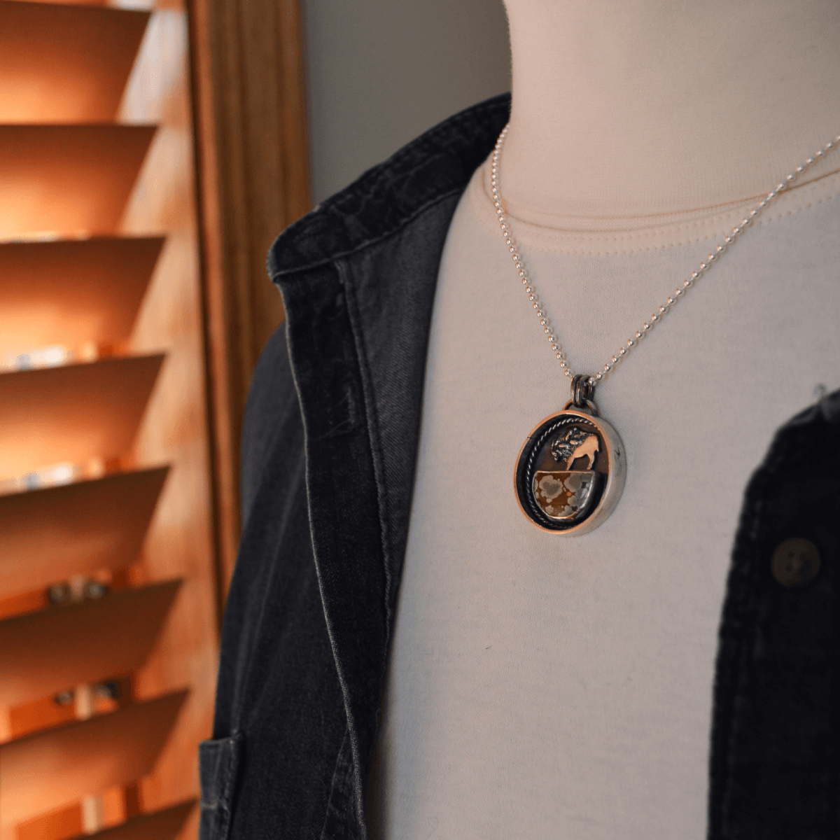 Bison Pendant with Bamboo Mountain Turquoise - Gayle Dowell
