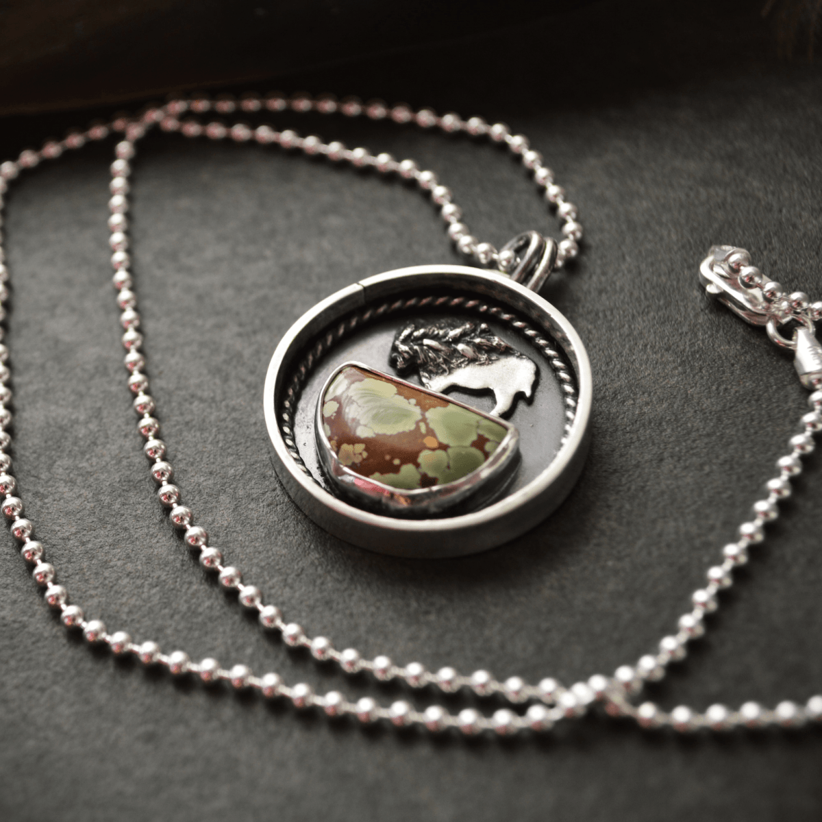 Bison Pendant with Bamboo Mountain Turquoise - Gayle Dowell