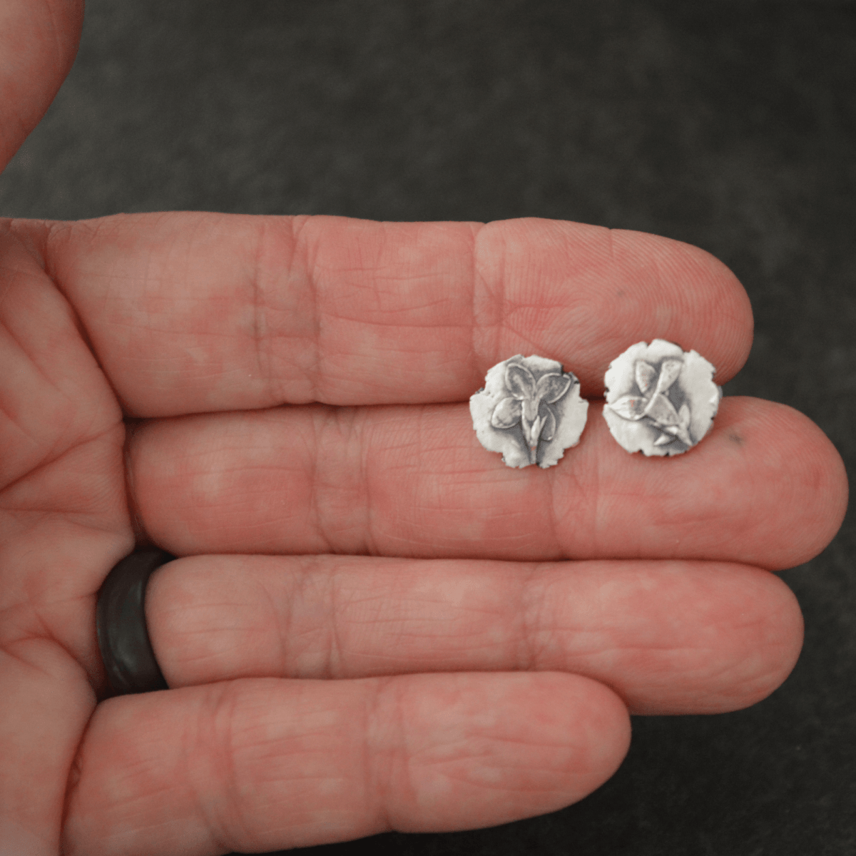 Bluet Flower Stud Earrings in Fine Silver - Gayle Dowell