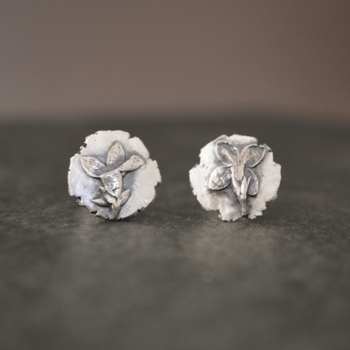 Bluet Flower Stud Earrings in Fine Silver - Gayle Dowell