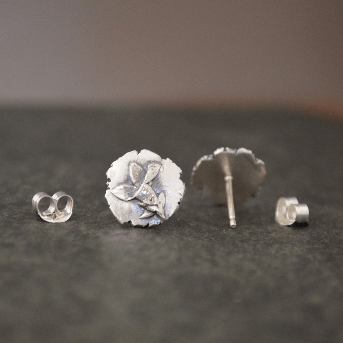 Bluet Flower Stud Earrings in Fine Silver - Gayle Dowell