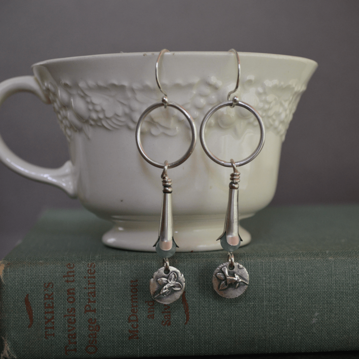 Bluets and Aquamarine Squash Blossom Earrings - Gayle Dowell