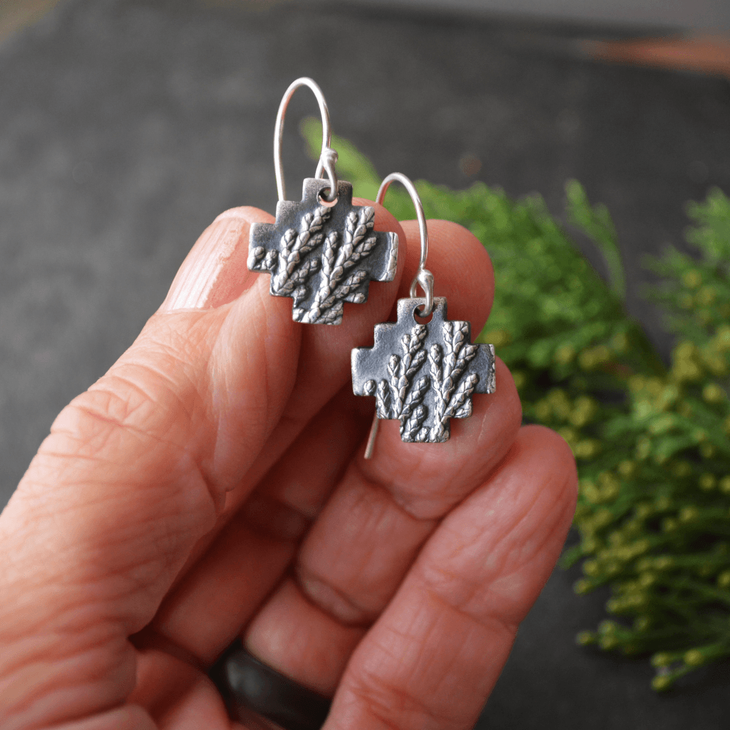 Cedar Impression Earrings in Sterling Silver - Gayle Dowell