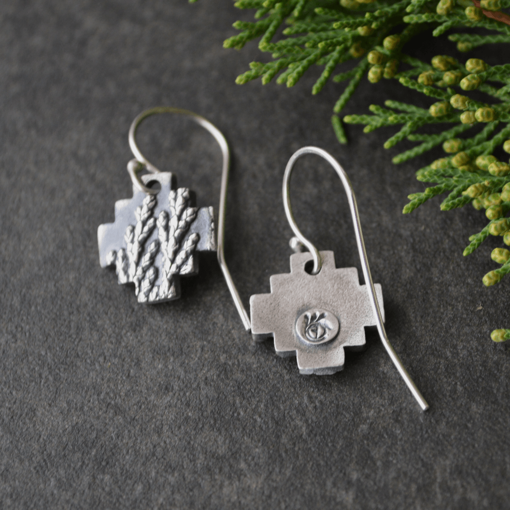 Cedar Impression Earrings in Sterling Silver - Gayle Dowell