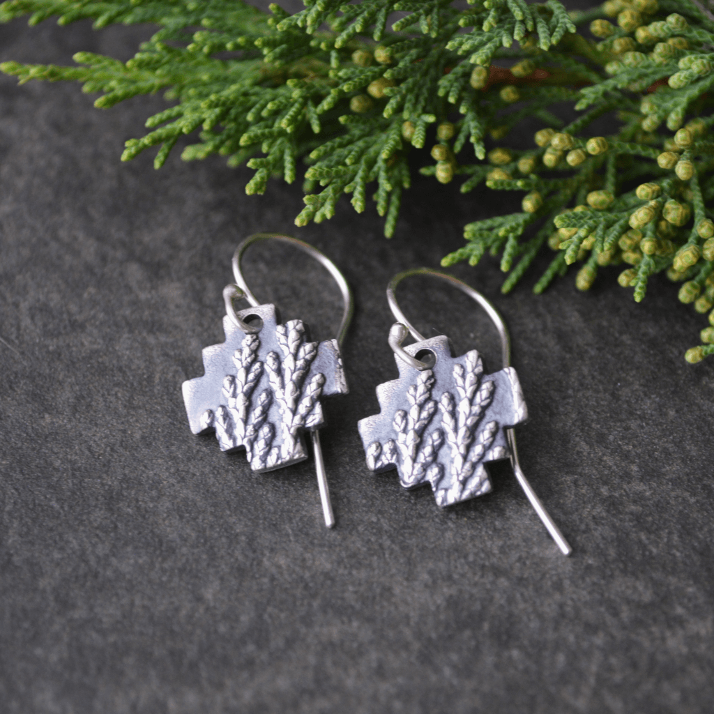 Cedar Impression Earrings in Sterling Silver - Gayle Dowell