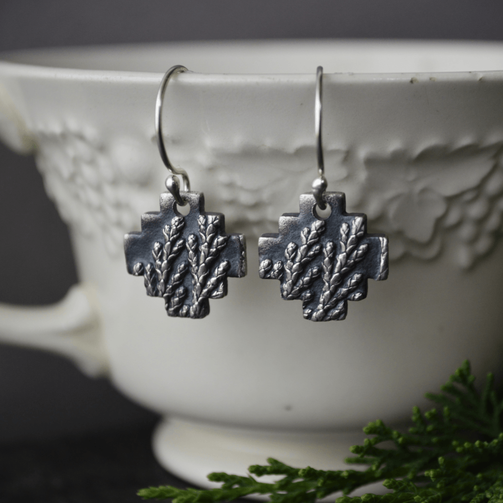 Cedar Impression Earrings in Sterling Silver - Gayle Dowell