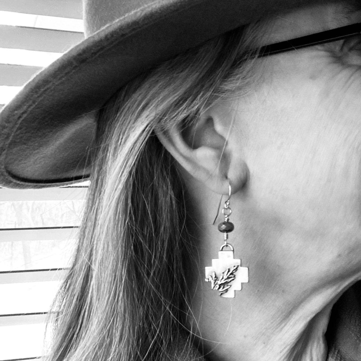 Cedar Square Cross Earrings in Silver - Gayle Dowell