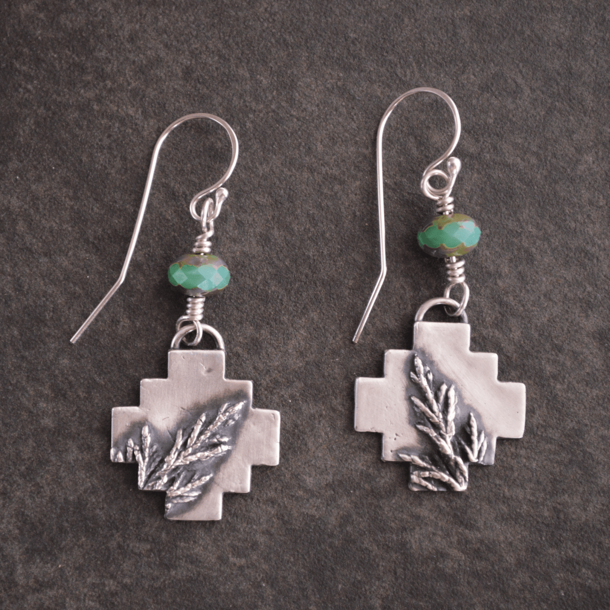 Cedar Square Cross Earrings in Silver - Gayle Dowell