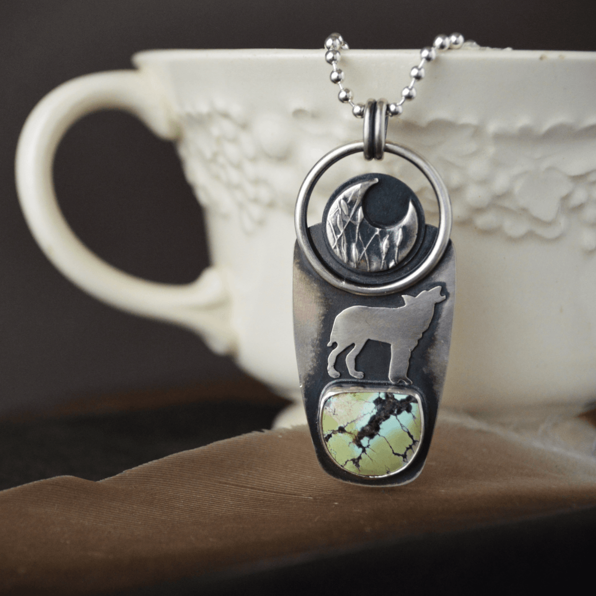 Coyote Moon Necklace with Treasure Mountain Turquoise - Gayle Dowell