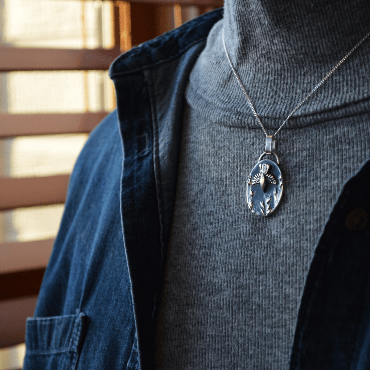 Crow on the Prairie Necklace, Switchgrass Texture - Gayle Dowell