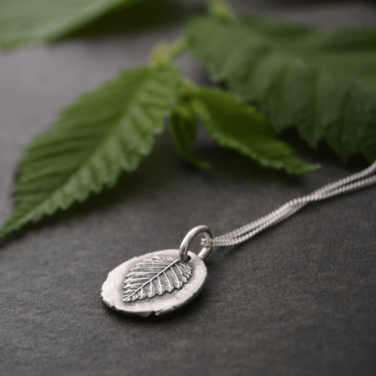 Elm Leaf Pendant Necklace in Fine Silver - Gayle Dowell
