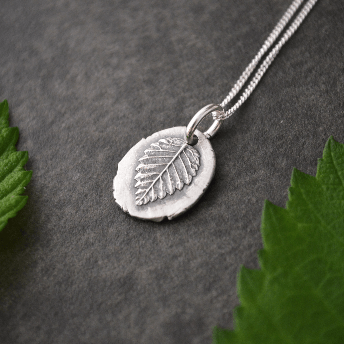 Elm Leaf Pendant Necklace in Fine Silver - Gayle Dowell