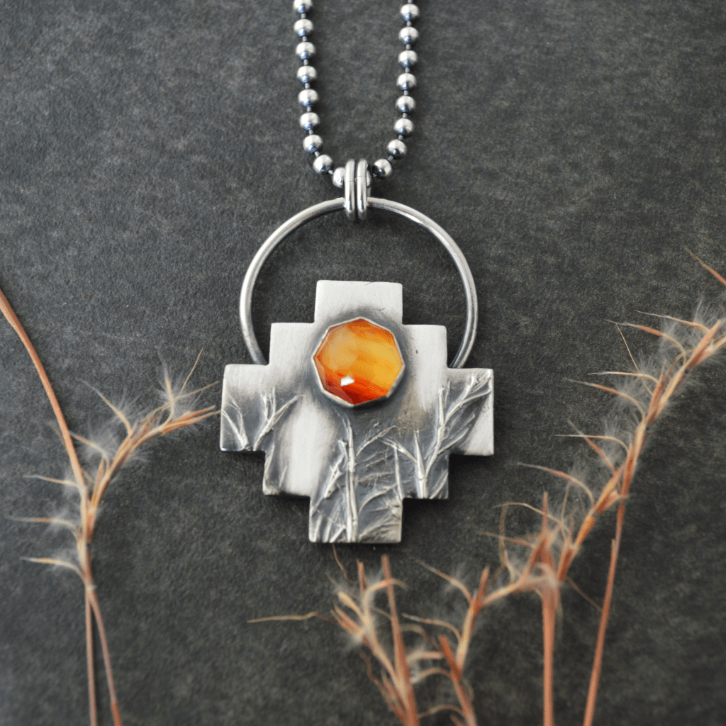 Little Bluestem Prairie Necklace with Carnelian - Gayle Dowell