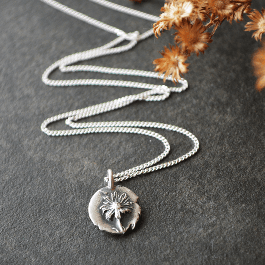 Mini Aster Pendant Necklace in Fine Silver - Gayle Dowell