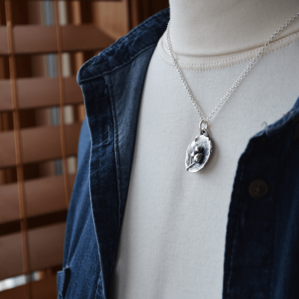 Nest Necklace with Oak Leaf Texture - Gayle Dowell