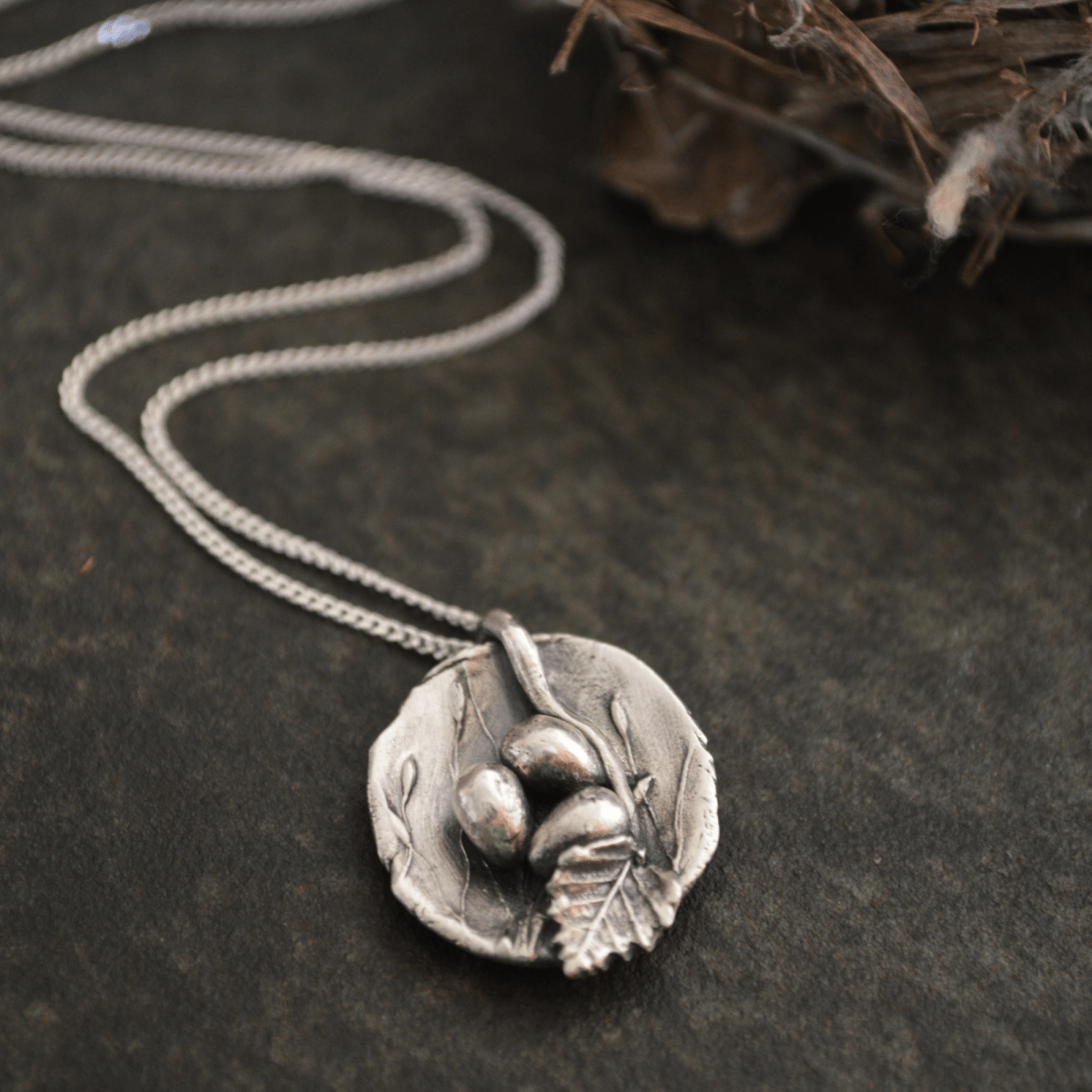 Nest Necklace with Three Eggs - Gayle Dowell