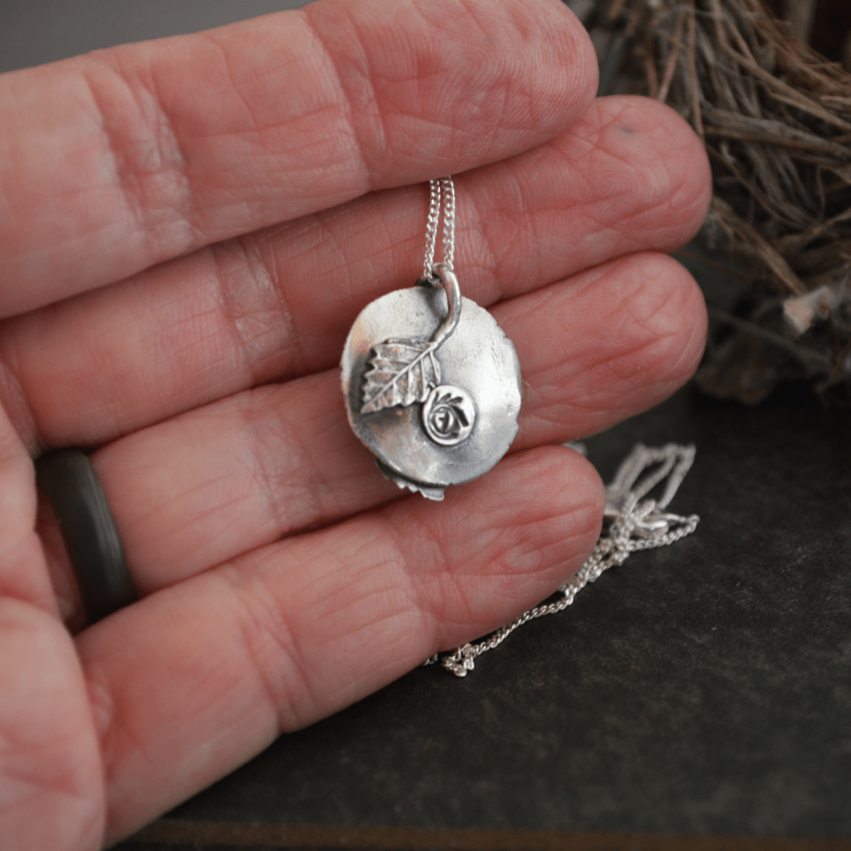 Nest Necklace with Three Eggs - Gayle Dowell