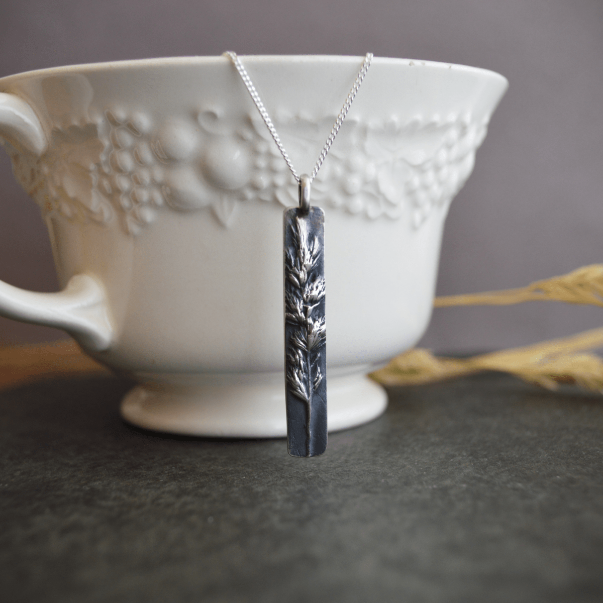 Orchard Grass Pendant Necklace in Silver - Gayle Dowell