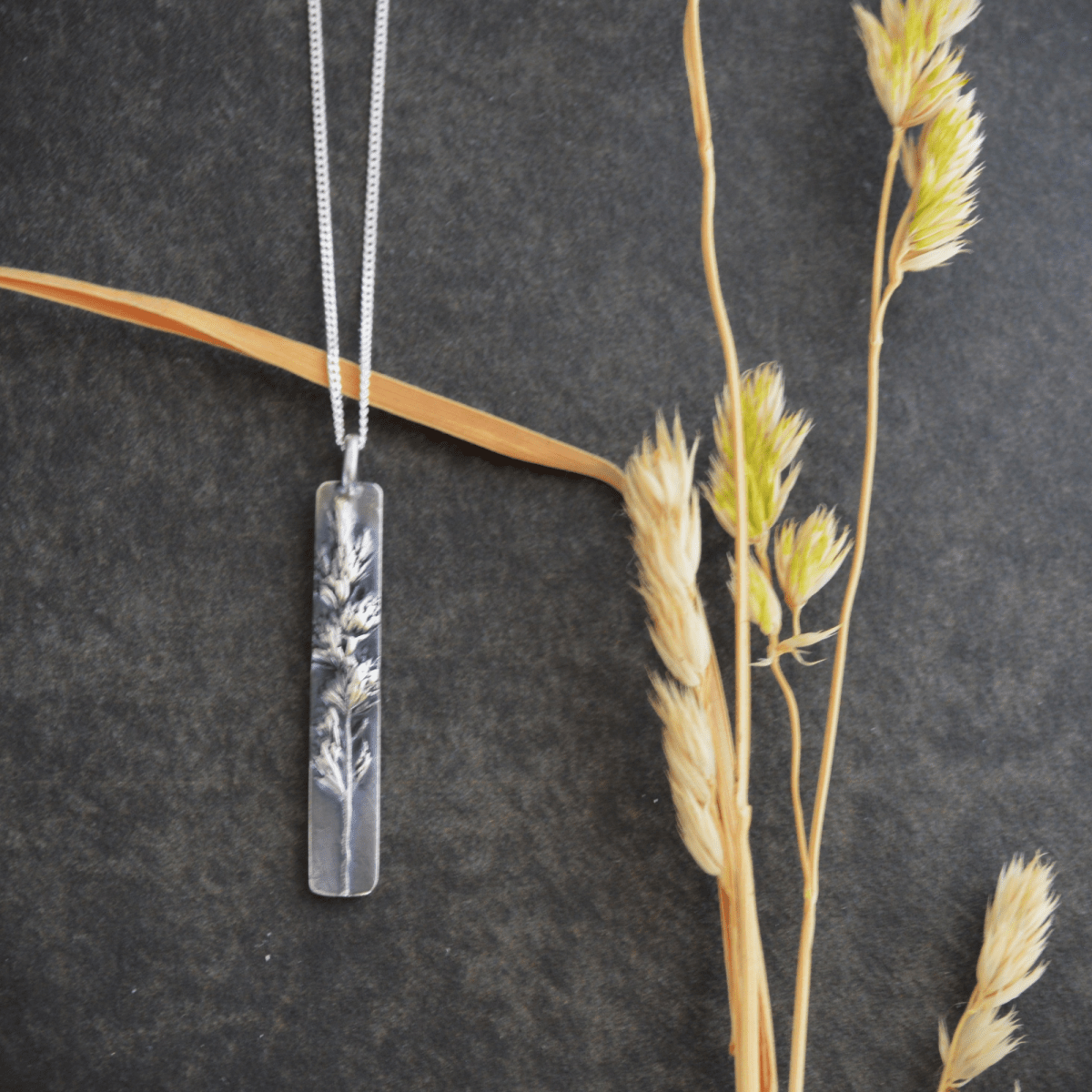 Orchard Grass Pendant Necklace in Silver - Gayle Dowell
