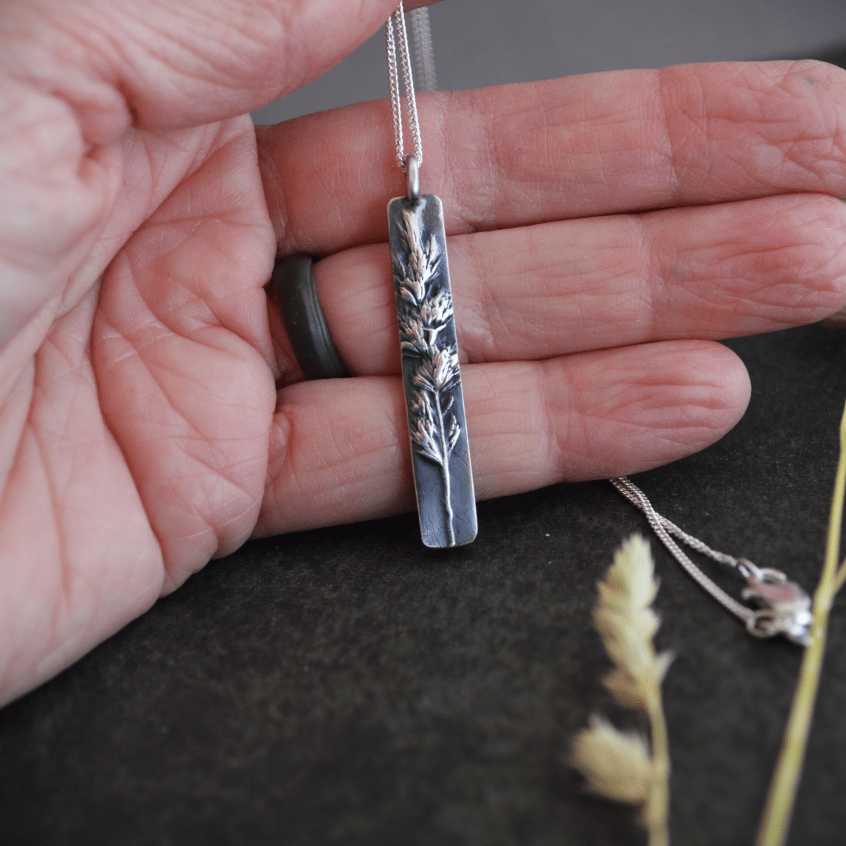 Orchard Grass Pendant Necklace in Silver - Gayle Dowell