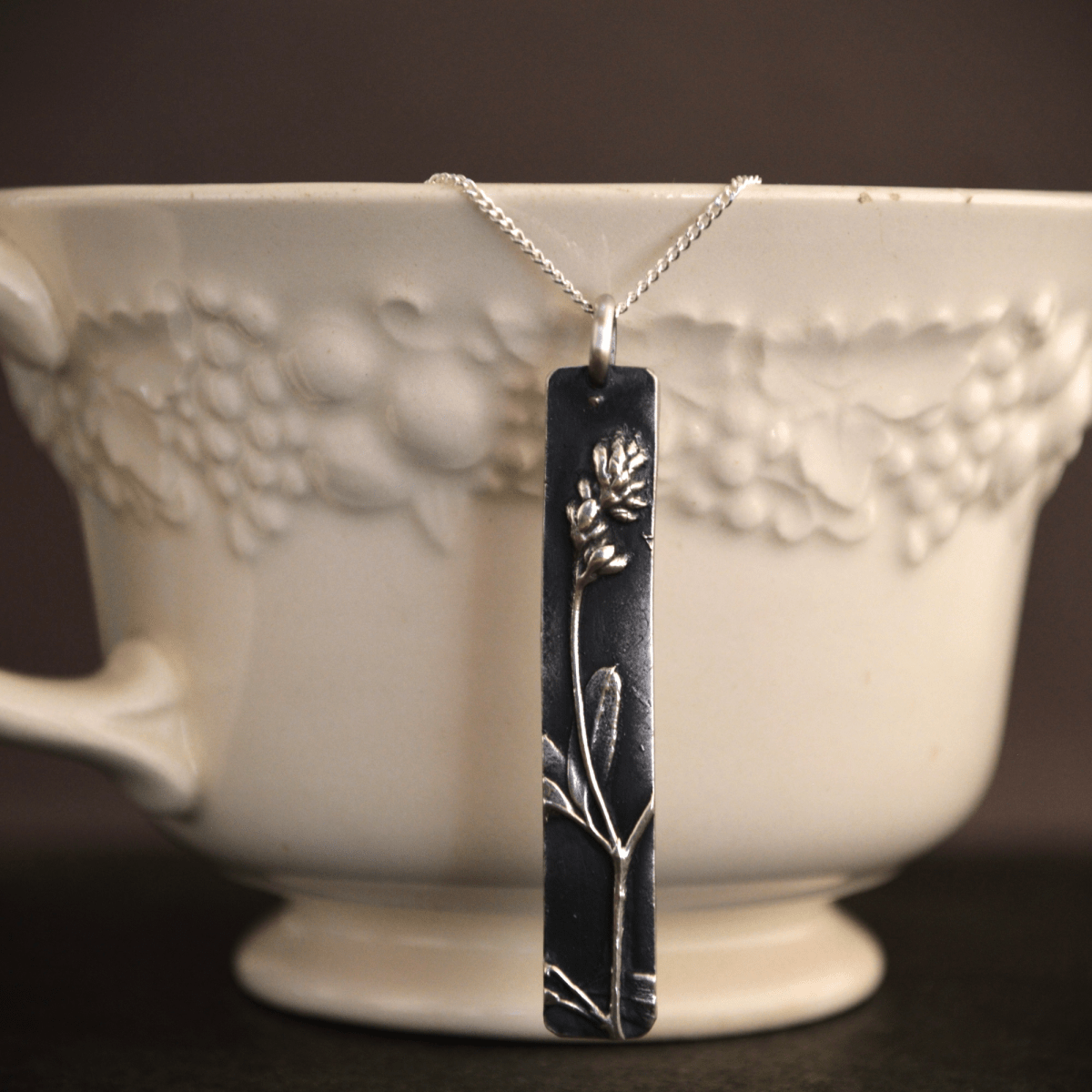 Prairie Lespedeza Pendant Necklace in Silver - Gayle Dowell