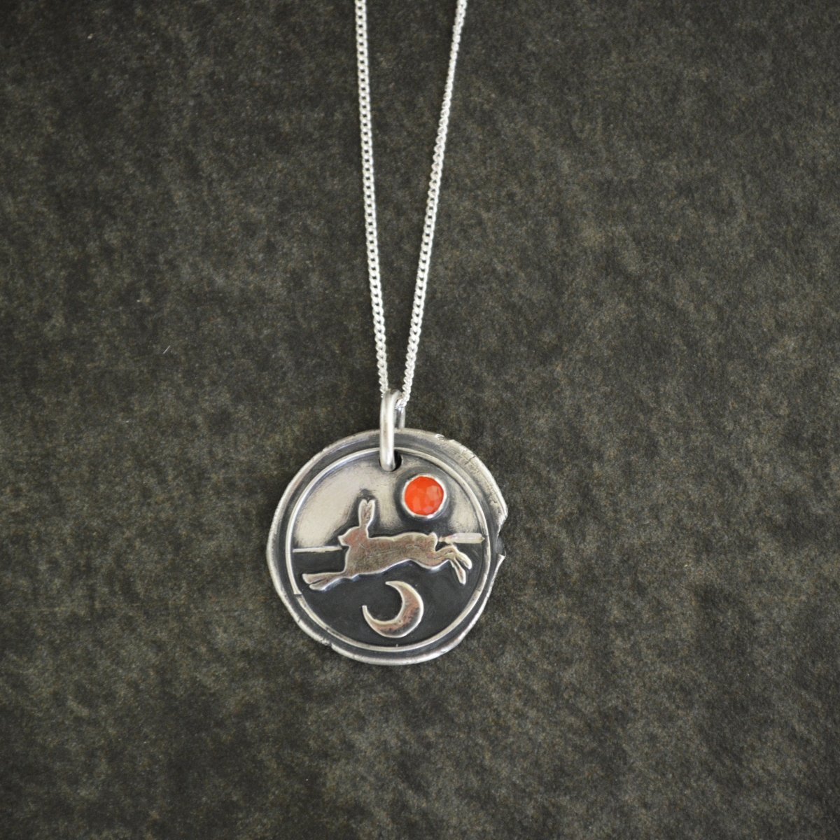Prairie Rabbit Pendant with Carnelian Gemstone - Gayle Dowell