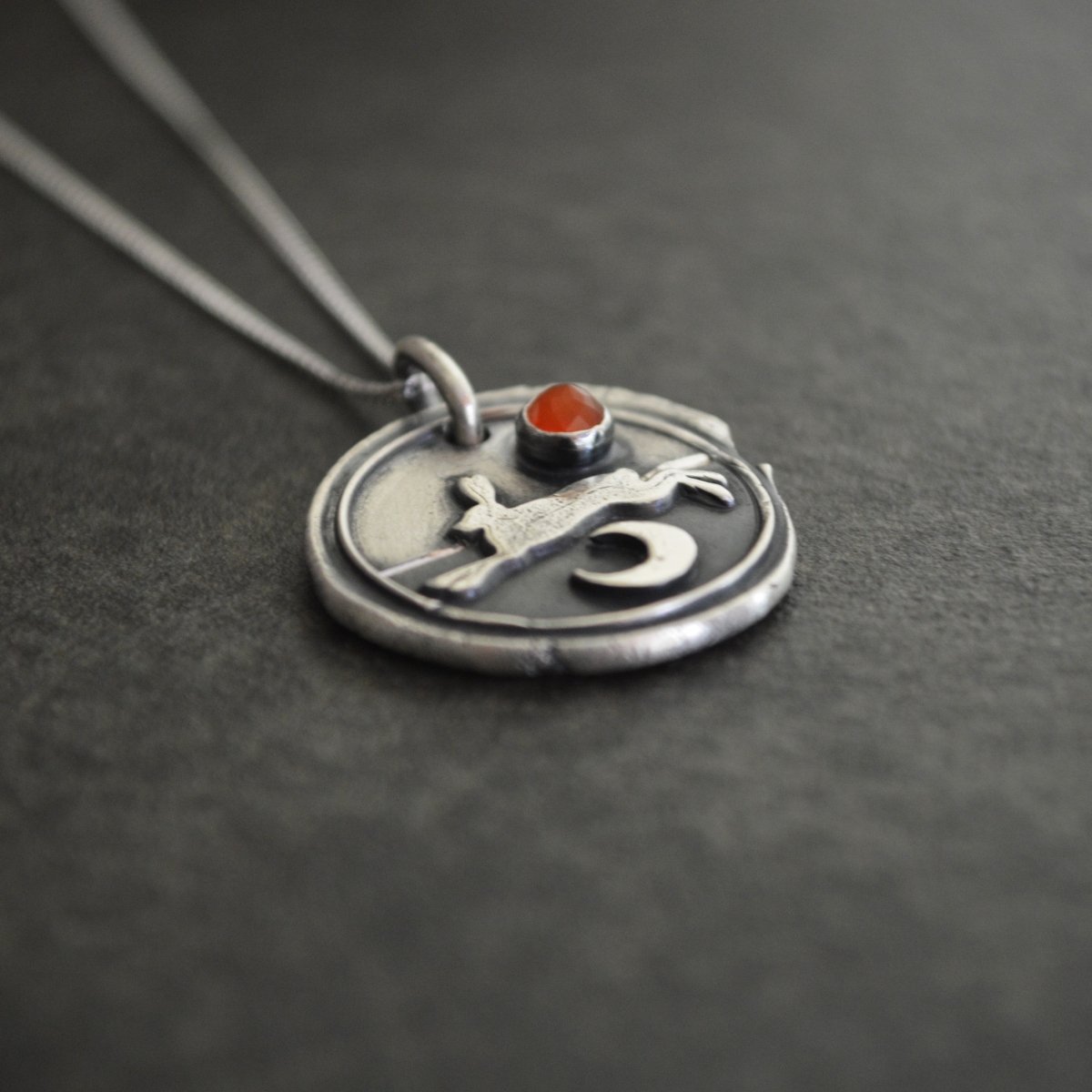 Prairie Rabbit Pendant with Carnelian Gemstone - Gayle Dowell
