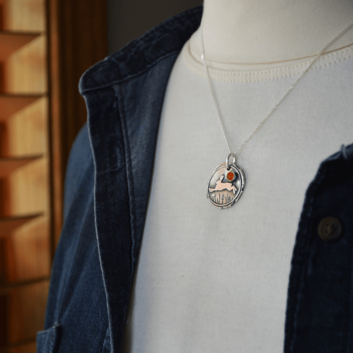 Prairie Rabbit Pendant with Carnelian Gemstone - Gayle Dowell