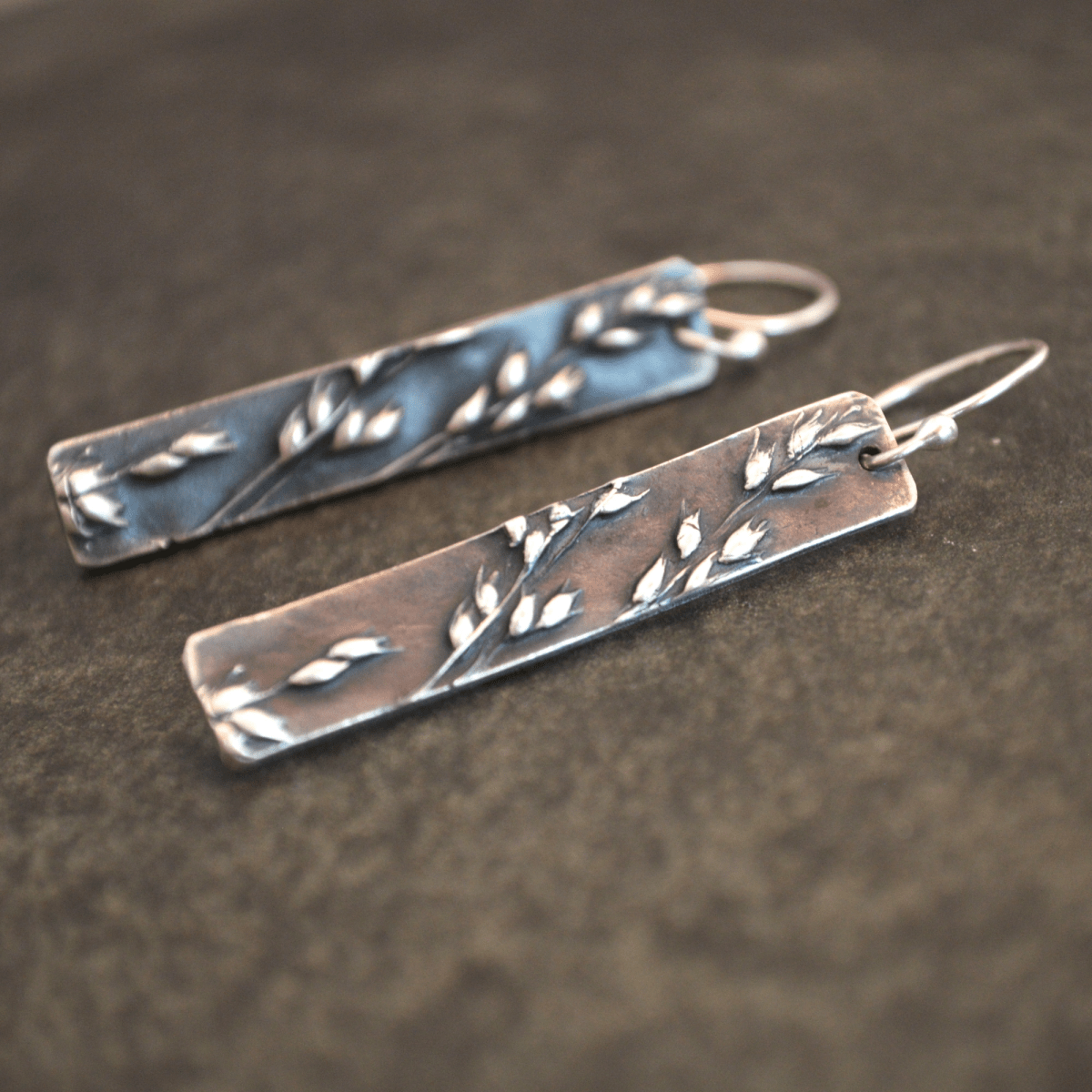 Prairie Switchgrass Long Earrings in Silver - Gayle Dowell