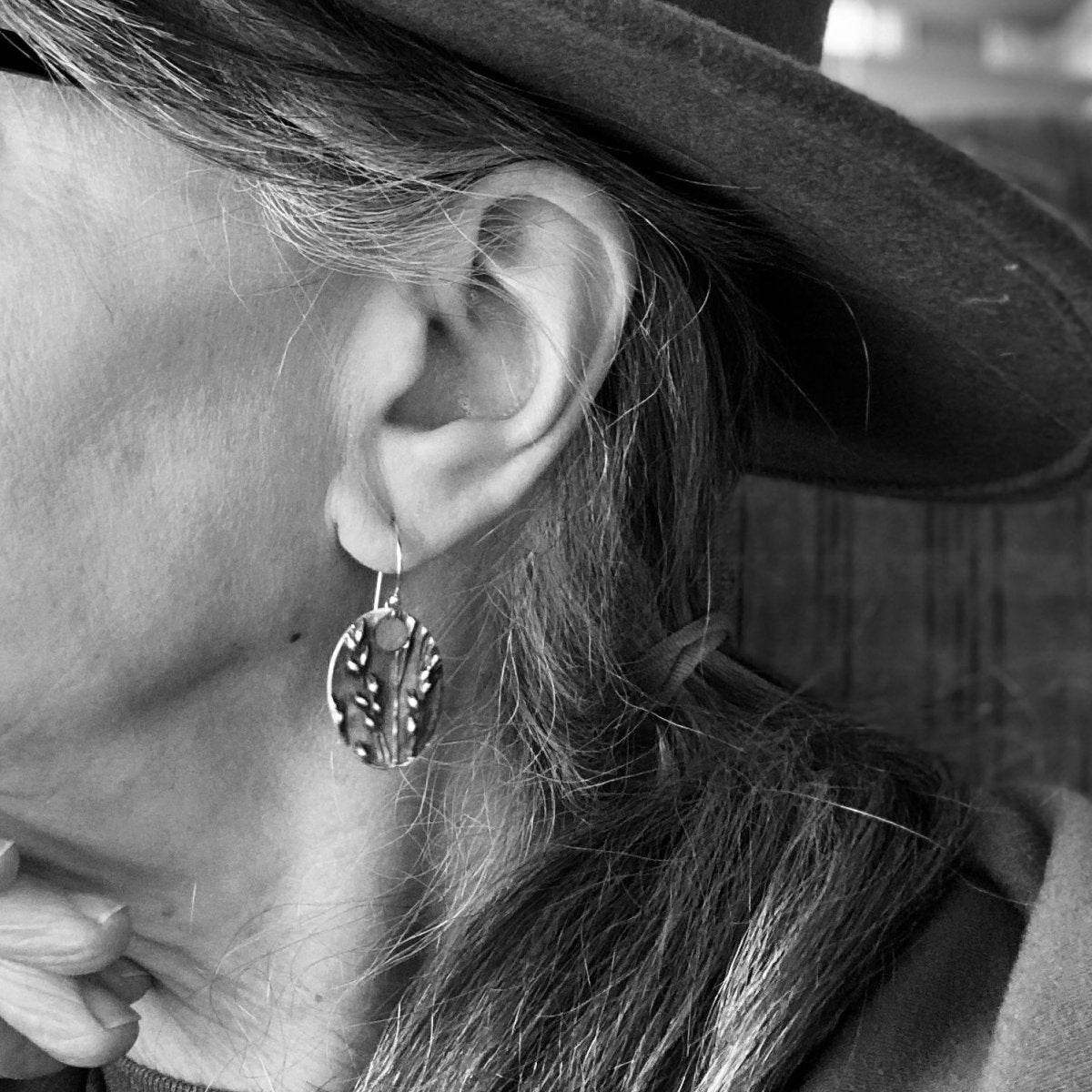 Prairie Switchgrass Oval Earrings in Silver - Gayle Dowell