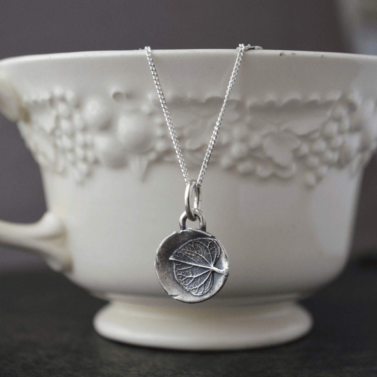 Redbud Leaf Necklace in Fine Silver - Gayle Dowell