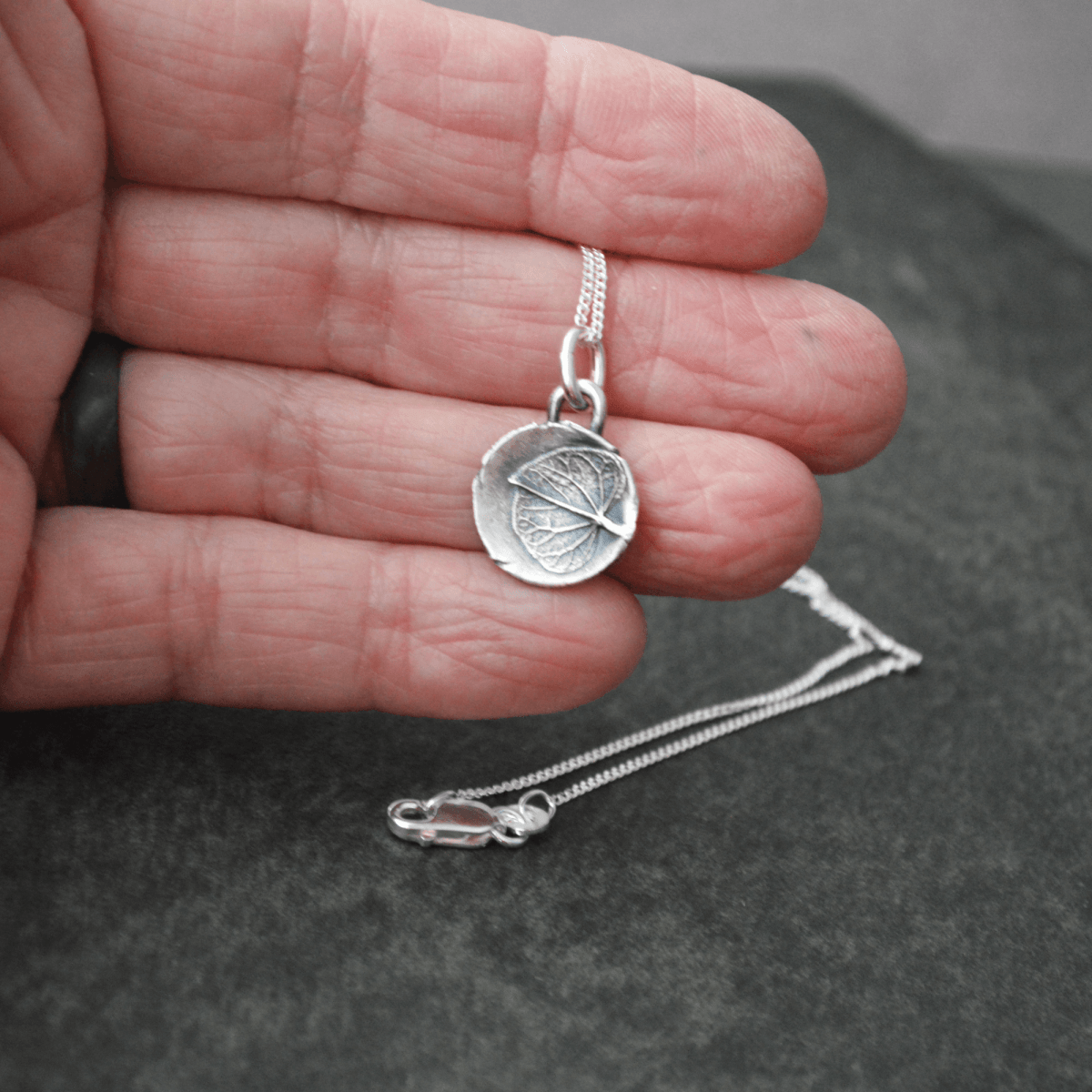 Redbud Leaf Necklace in Fine Silver - Gayle Dowell
