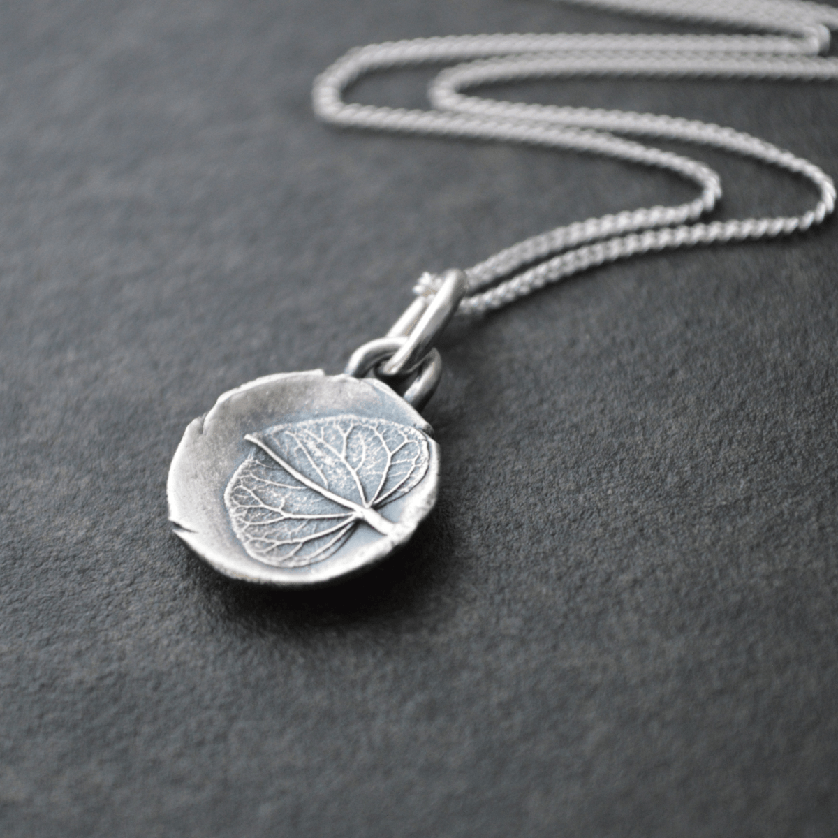 Redbud Leaf Necklace in Fine Silver - Gayle Dowell