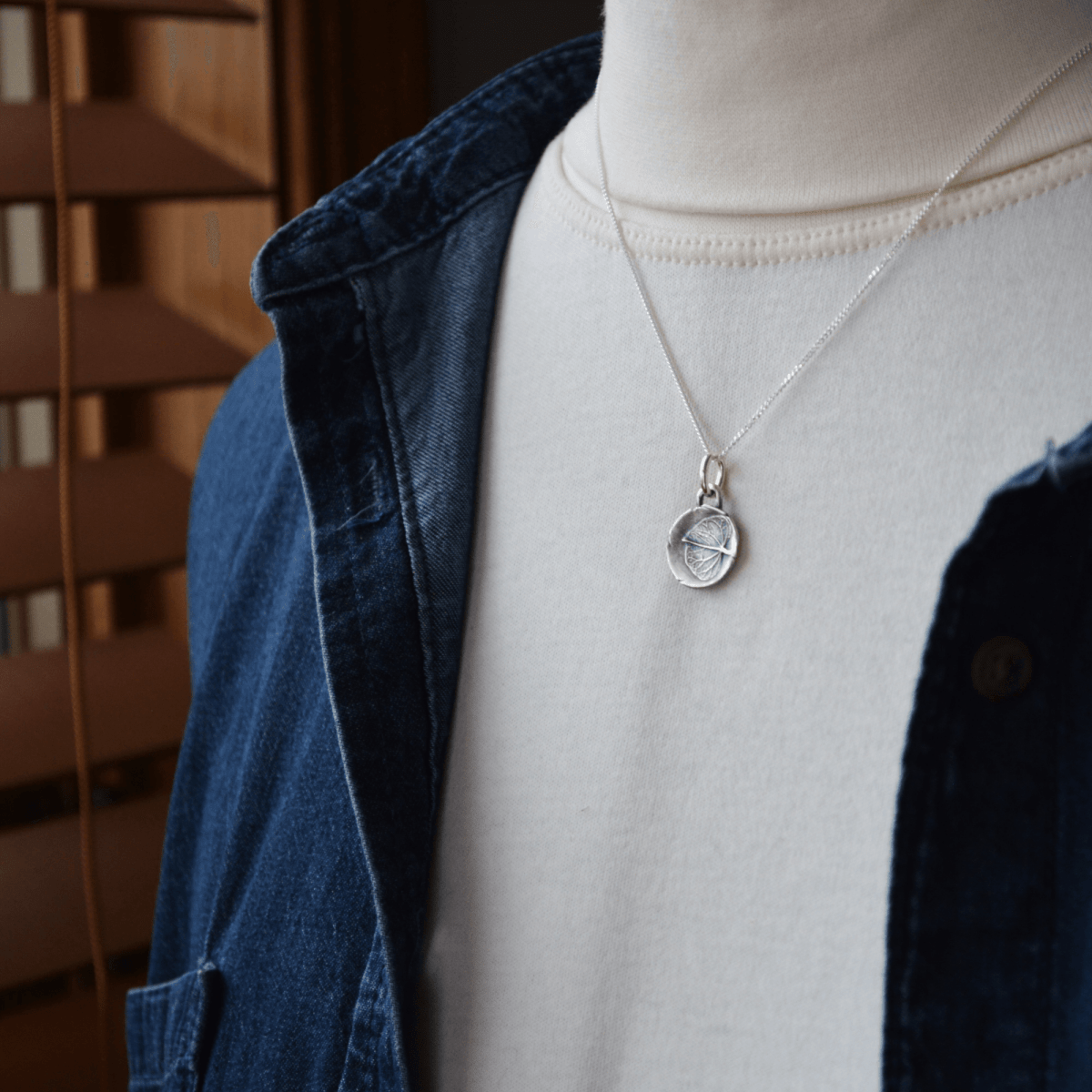 Redbud Leaf Necklace in Fine Silver - Gayle Dowell