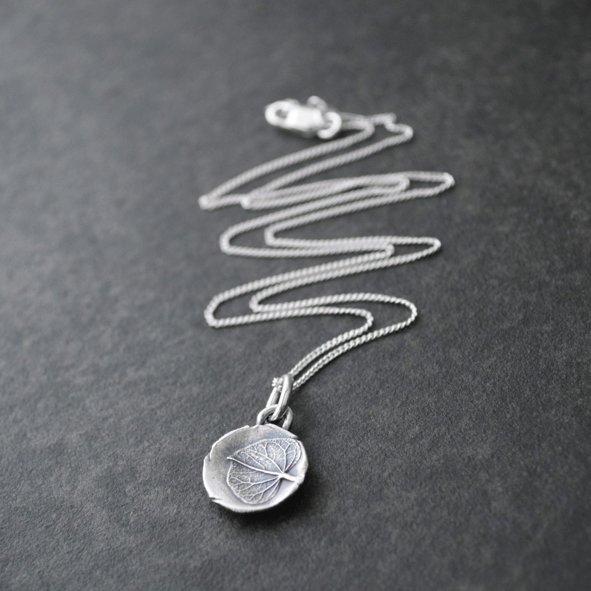 Redbud Leaf Necklace in Fine Silver - Gayle Dowell