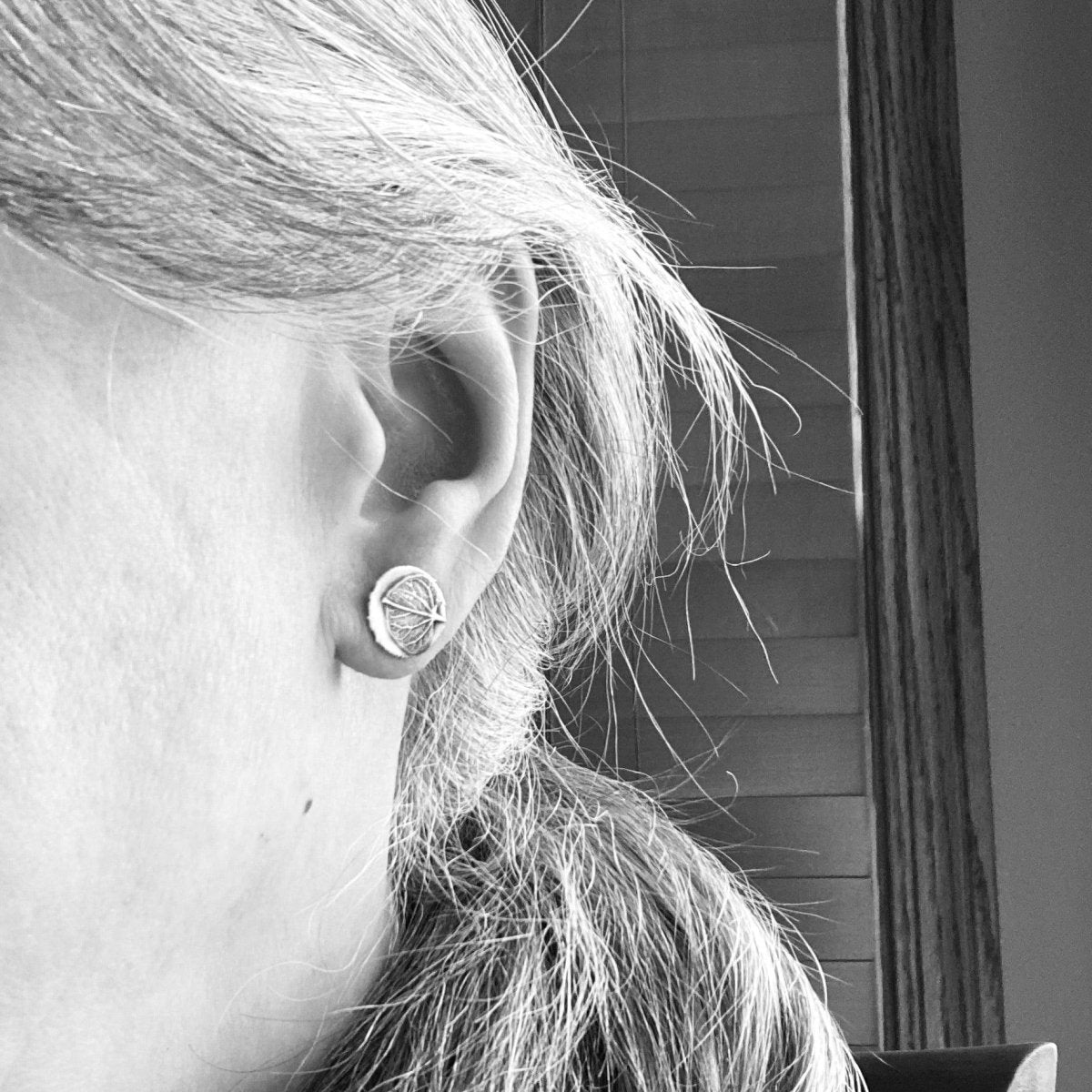 Redbud Leaf Stud Earrings in Fine Silver - Gayle Dowell