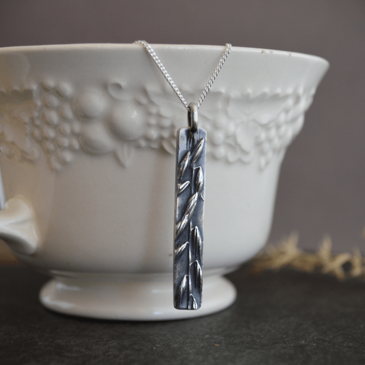 Side Oats Grama Pendant Necklace in Silver - Gayle Dowell
