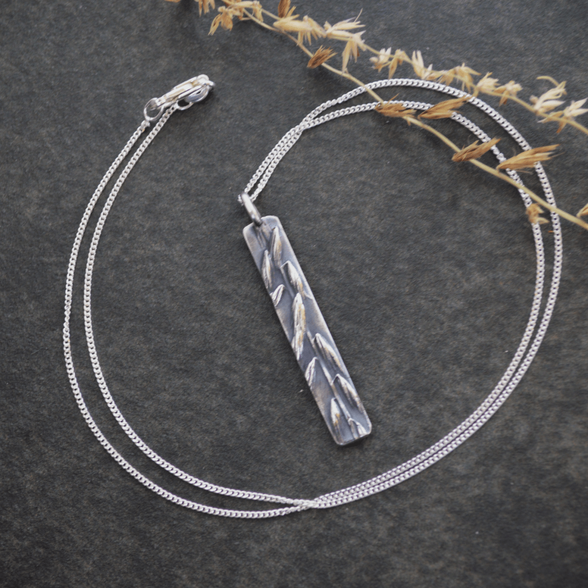 Side Oats Grama Pendant Necklace in Silver - Gayle Dowell