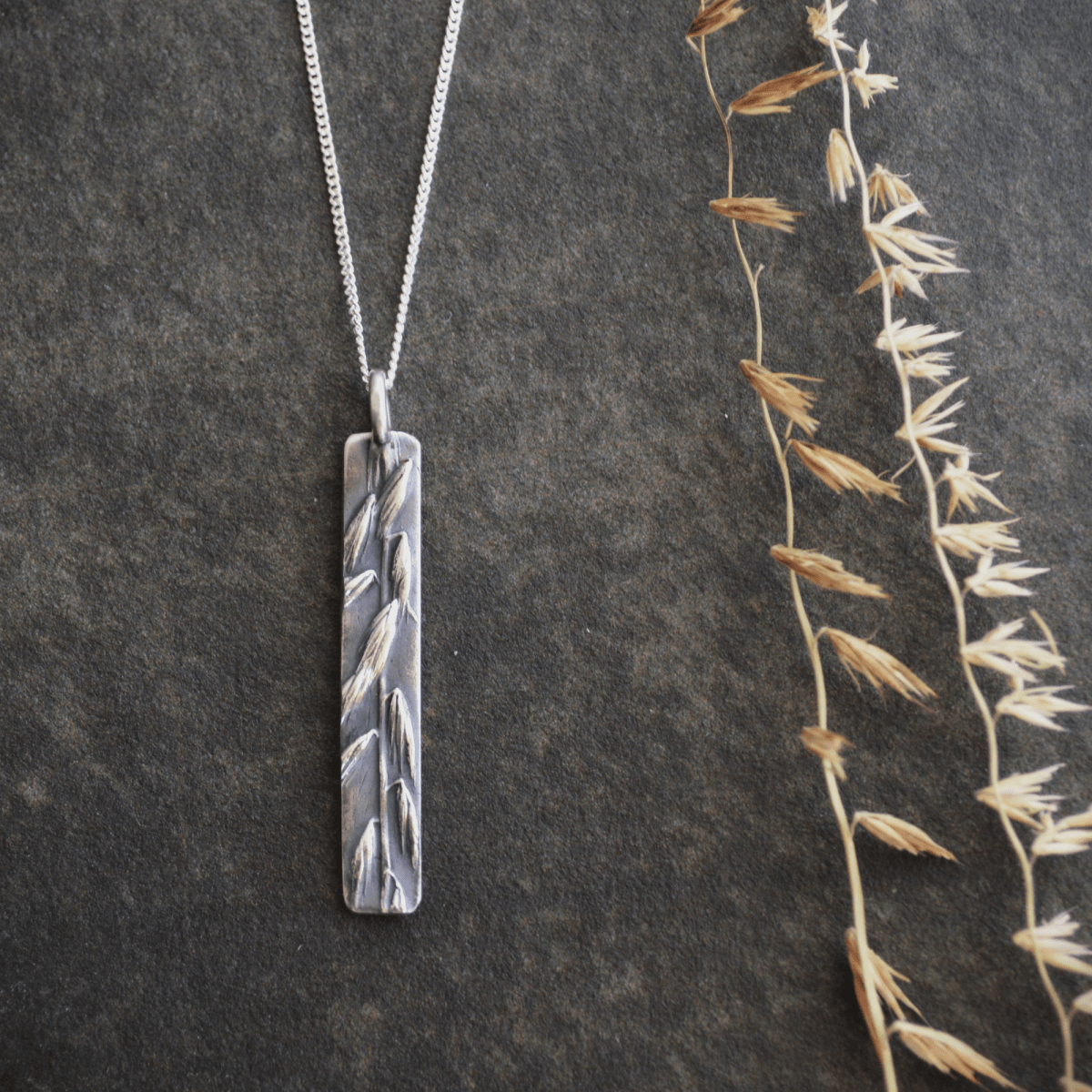 Side Oats Grama Pendant Necklace in Silver - Gayle Dowell