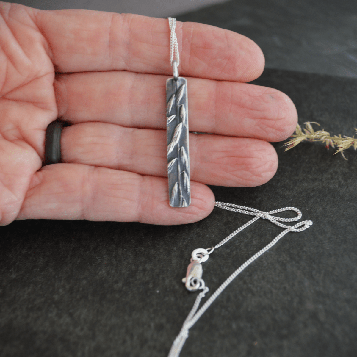 Side Oats Grama Pendant Necklace in Silver - Gayle Dowell
