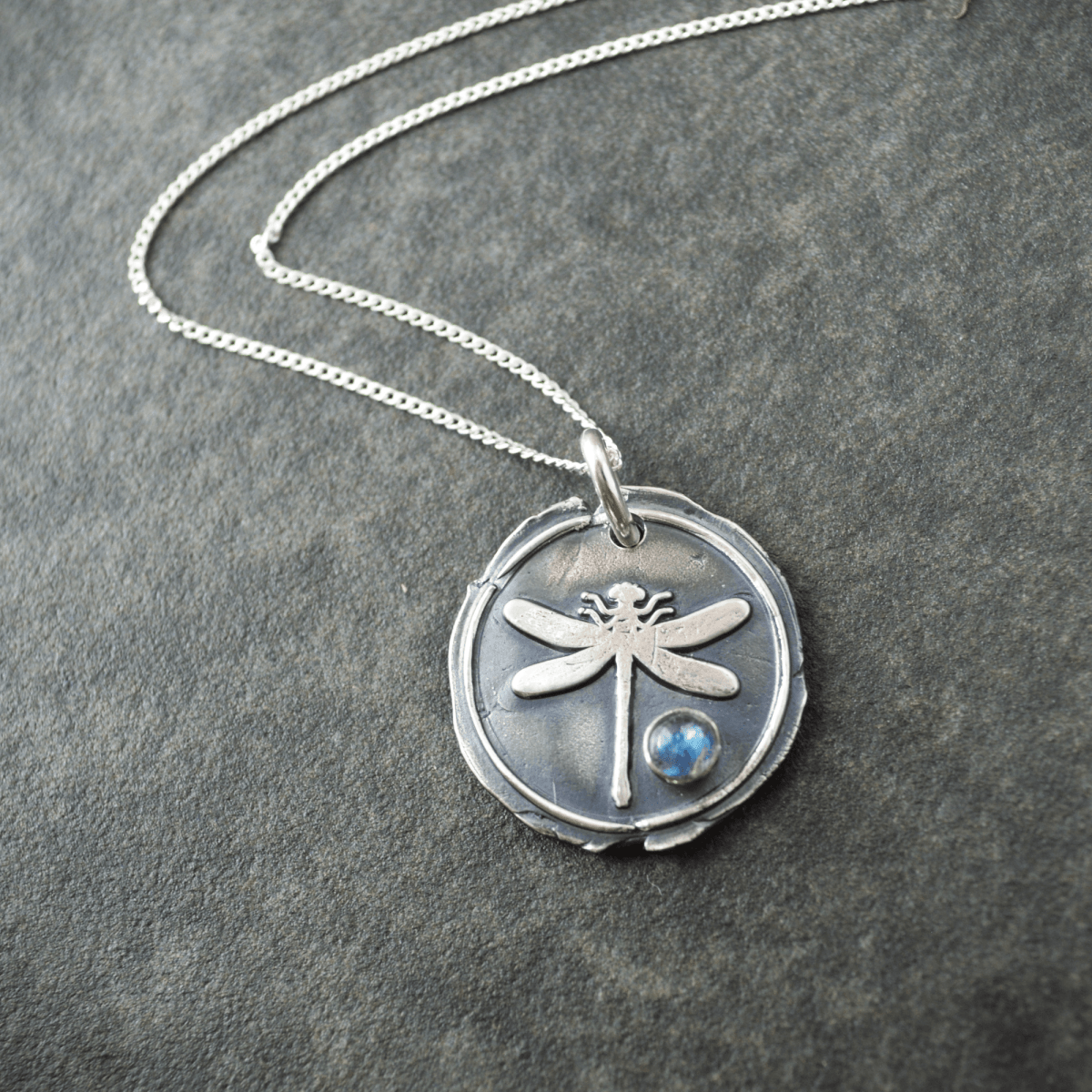 Silver Dragonfly Necklace with Labradorite - Gayle Dowell
