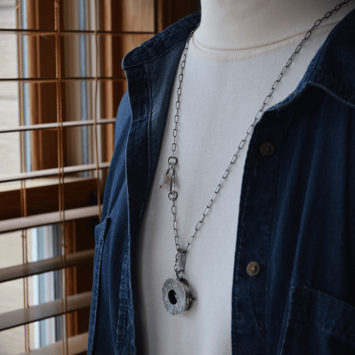 Silver Locket Necklace with Bird Nest - Gayle Dowell