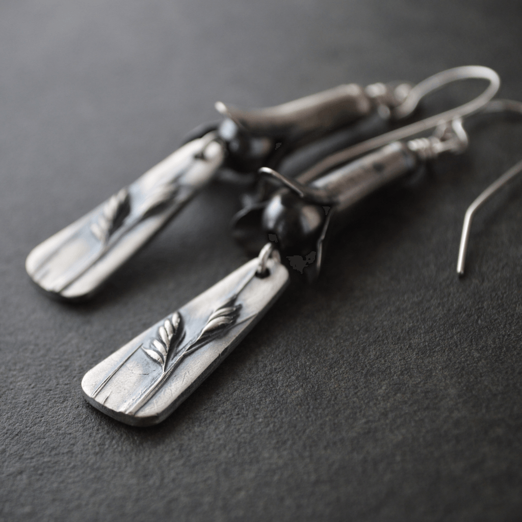 Silver Squash Blossom Earrings with Buffalograss - Gayle Dowell