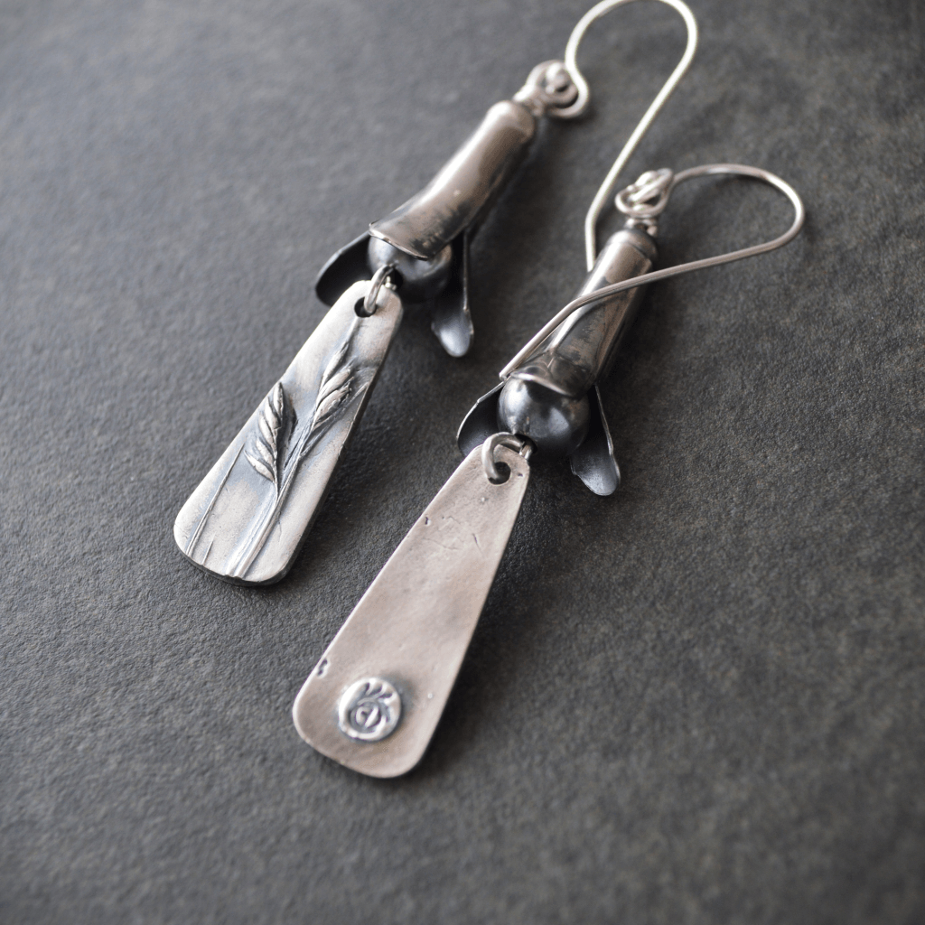 Silver Squash Blossom Earrings with Buffalograss - Gayle Dowell