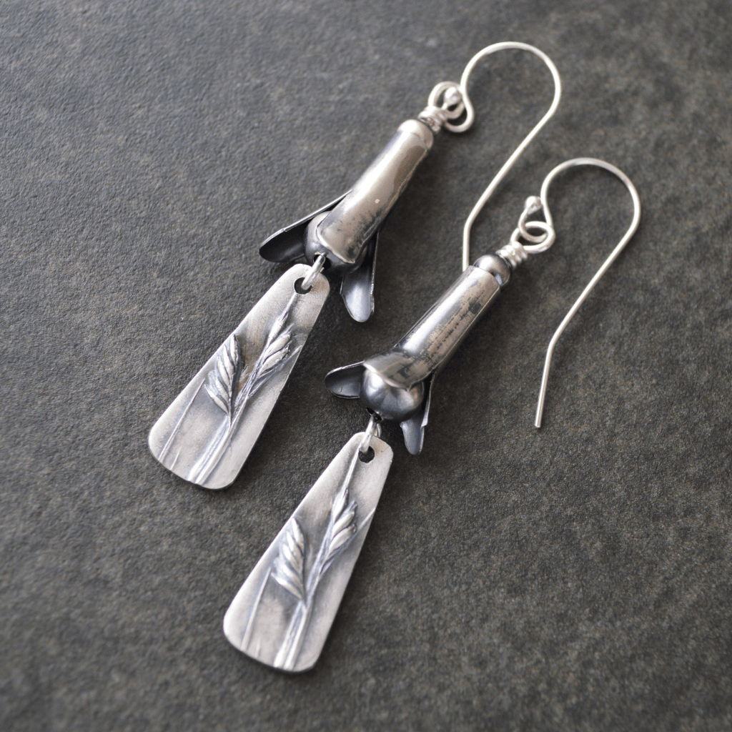 Silver Squash Blossom Earrings with Buffalograss - Gayle Dowell