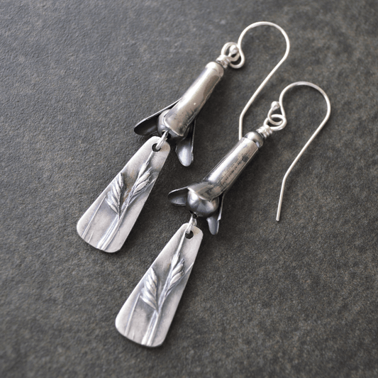Silver Squash Blossom Earrings with Buffalograss - Gayle Dowell