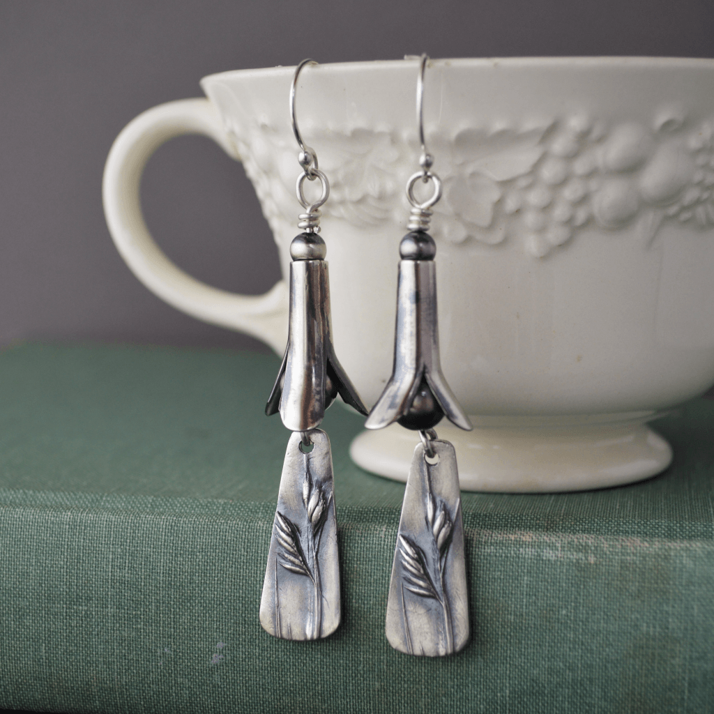 Silver Squash Blossom Earrings with Buffalograss - Gayle Dowell