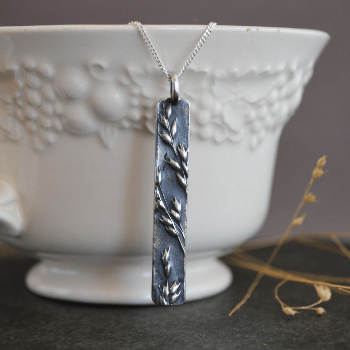 Silver Switchgrass Pendant Necklace - Gayle Dowell
