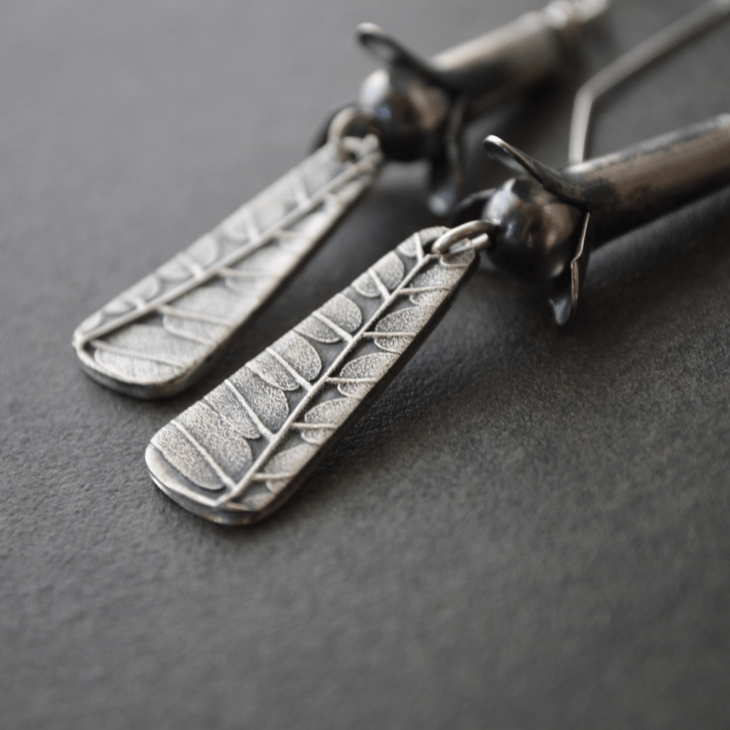 Squash Blossom Earrings Textured with Leadplant - Gayle Dowell