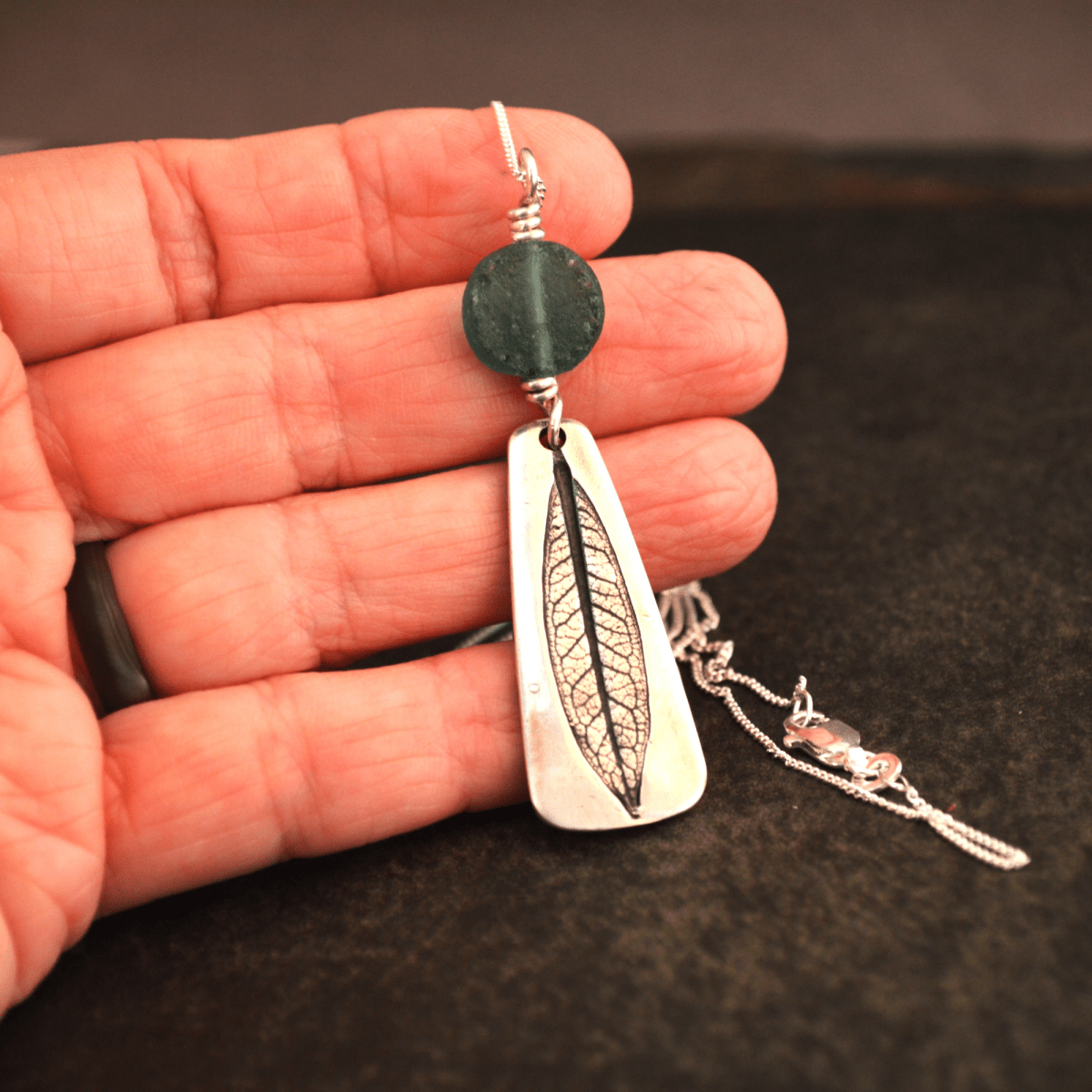 Swamp Milkweed Sterling Necklace with Glass Bead - Gayle Dowell